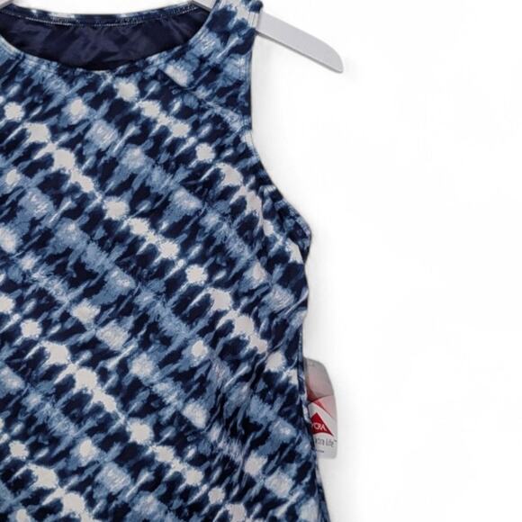 LANDS' END Size 10DD-Cup High Neck Modest Tankini NAVY/WHITE BIAS TIE DYE *NEW* - Picture 3 of 7